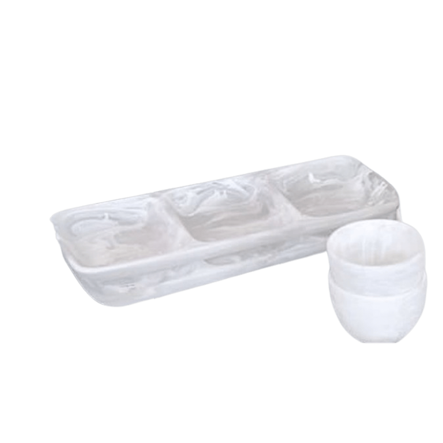 3-Part White Resin Serving Platter Bestowed Houseware