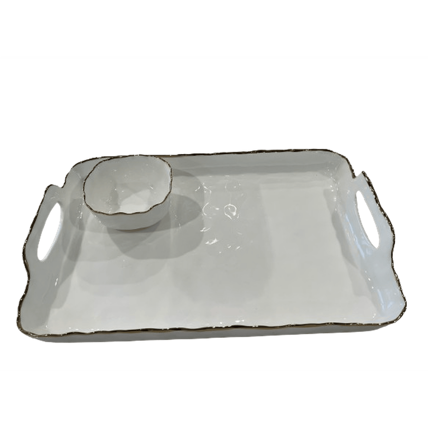 Portifino White Serving Tray with Handles Bestowed Housewares