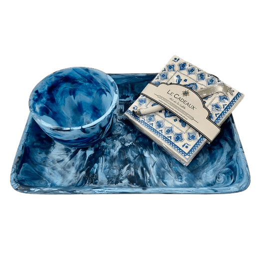 Denim Swirl Rectangular Serving Tray Bestowed Housewares